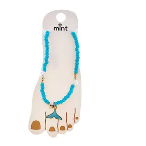 Beaded Whale Tail/White Shell Anklet