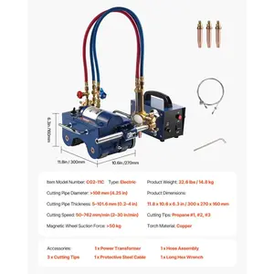 VEVOR Electromagnetic Gas Pipe Cutting Machine, 2-30/Min Automatic Pipe Beveler for 0.2-4 Thick Tube, Features 3 Tips Adjustable Angles, Torch Burner Beveler, Magnetic Gas Machine 110V CG2-11C