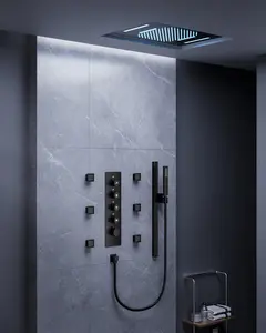 22.83" L x 14.96" W High-Pressure Ceiling Mount Complete Shower System with LED Light | Smart Temp Flow | 15 Spray patterns | Revitalize with Body Jets | Stable Water Temperature | Quiet Operation | Precision Temperature Control canopy  showerhead