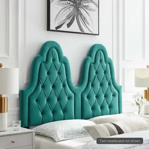 Modway Augustine Tufted Performance Velvet Twin Headboard in Teal