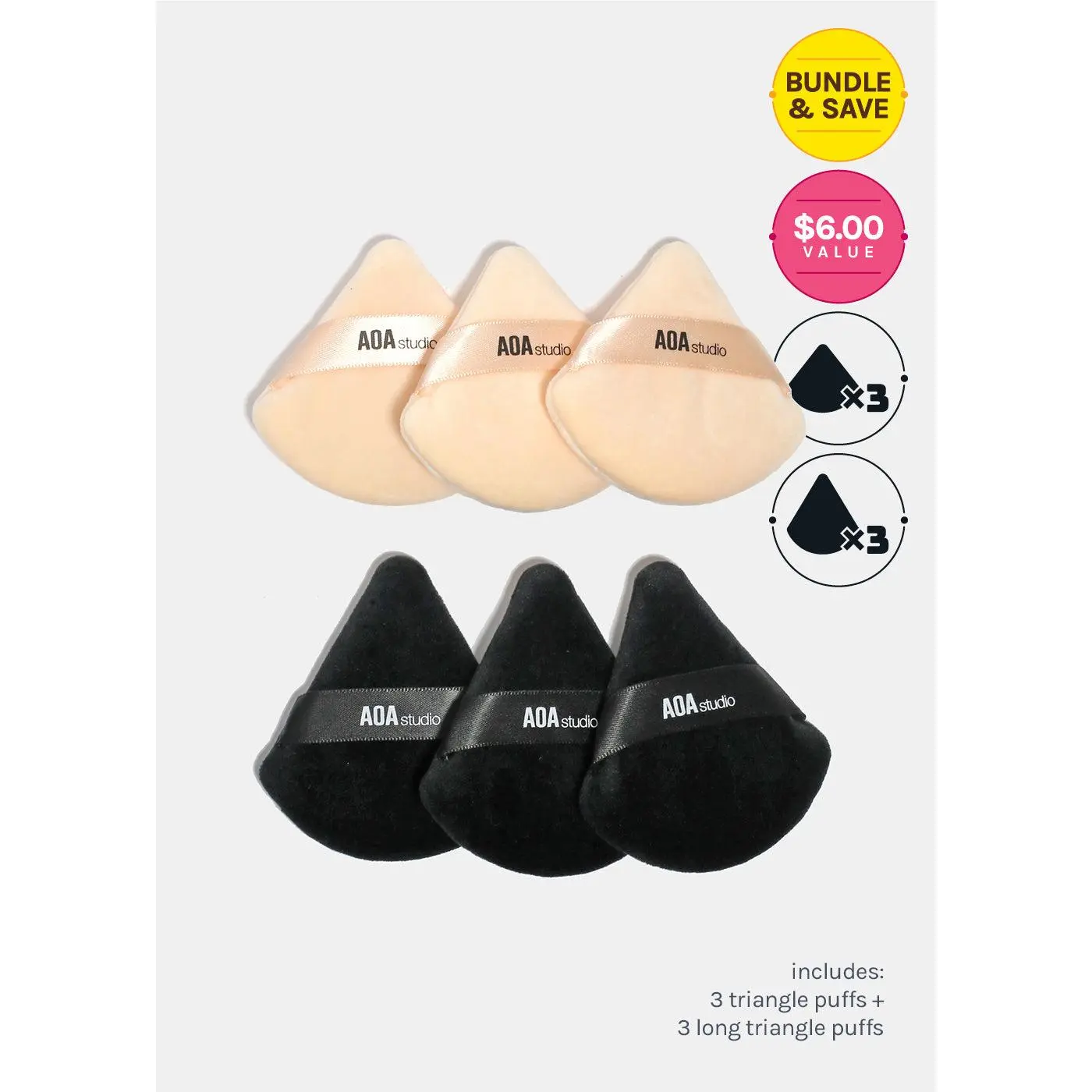 AOA Velvet Puffs - 6 Pc Triangle + Long Triangle Set AOA Velvet Puffs - 6 Pc Triangle + Long Triangle Set