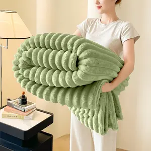 Ultra Soft Thick Blanket 400gsm, Winter Essential, Home Decor, Solid Color, Classic Stripes, Multi-Color Options, Bed Sofa Travel Camping, Skin Friendly Blanket, Thick Warm Blanket, Christmas Gifts For GF