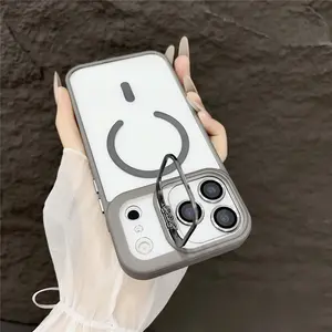 Process Upgraded iPhone 17 Pro Case, Magnetic Case with Ergonomic Comfort Grip, New Magnetic Icon Process Scratch-Resistant Aesthetic, Hidden Foldable Metal Bracket Kickstand, Camera Lens Cover, MagSafe Compatible, Phone-Necessity Elegant