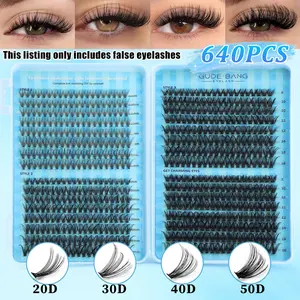 640pcs False Eyelash Extension Set, High Capacity, Fluffy Volume Eyelashes, 20D/30D/40D/50D, D Curl, Fluffy, DIY, Daily Use, Party, Travel, Gift, Makeup