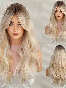 Elegant Long Wavy Women's Wig, 100% Density Body Wave, Rose Net Cap, Suitable for Daily Wear and Parties