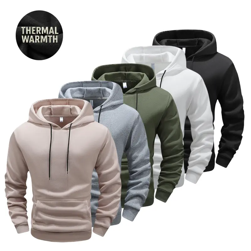 Men's 3-Pack Fleece Hoodie Tops, Thermal Warm Long-Sleeve Pullover with Kangaroo Pocket, Regular-Fit Soft Casual Streetwear for Fall, Winter Daily Wear