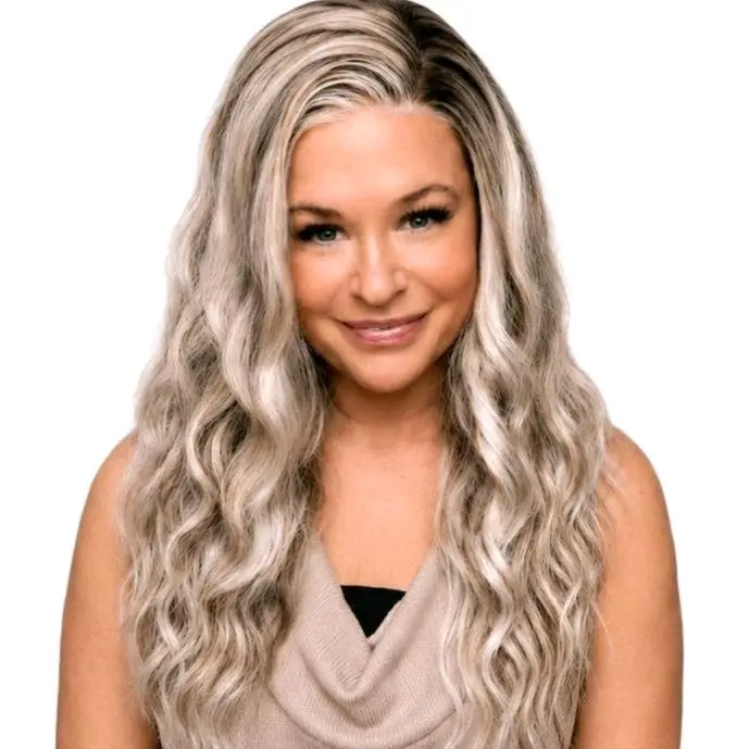 Restocked C1315009K Rochelle 22" cool Blonde Waterwave. 13x4 Lace Front. Premium synthetic fibers. 120 density, Scandinavian hairlne.  Heat Tolerance 350. She comes with a free wig cap and gift