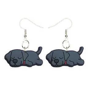 Labrador Retriever Earrings Hypoallergenic Silver Plated Fishhooks Black Happy Yazzle Dazzle Puppy Dog Woof Bark Doggy Chew