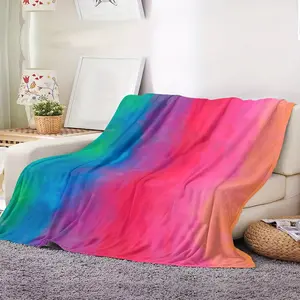 1pc Pride Month Rainbow Tie-Dye Flannel Blanket - Soft Polyester, Machine Washable, Perfect for Bedding, Sofa, Office, Camping & Festive Gifts, All-Season Comfort, Camping Accessory | Vibrant Tie-Dye Pattern | Durable