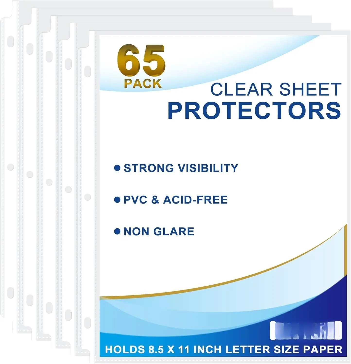 65 Pack Clear Sheet Protectors, 8.5 x 11 inch Page Protectors for 3 Ring Binder,Top Loading Paper Protector for Documents and Photos,Letter Size