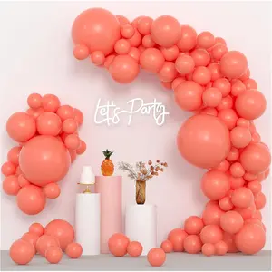 Coral Balloon Garland 83Pcs 18/12/10/5 Inch Different Sizes Coral Color Peach Balloons Arch Kit For Girl Wedding Baby Shower Birthday Party Decorations