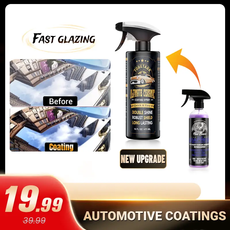 TORETARK Car Ceramic Spray 16 oz. Shiny Gloss Wax Waterless Car Wash Wax with High Protection and Hydrophobic Coating for Fast Glazing