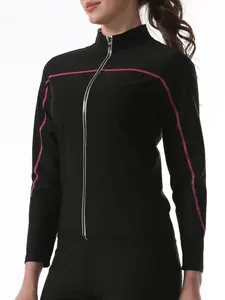 Women's Zipper Long Sleeve Sports Shirt, Sauna T-Shirt for Night Running, Fitness Workout Clothing, Comfortable Athletic Wear