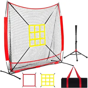 6x6ft Baseball & Softball Net for Hitting,Pitching and Batting, Throwing,Baseball net with Sturdy Bow Frame,Battting Tee,Strike Zone, Middle Size,Suitable for !