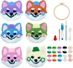 Punch Needle Coasters Kit for Beginners: 6 Pattern Embroidery Punch Needle DIY Kits with Tools, Yarns, Hoop, Instruction
