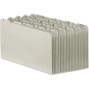 PN1025 A-Z Top Recycled File Guides 25 pt. Gray Pressboard 1/5 Legal 25/Set