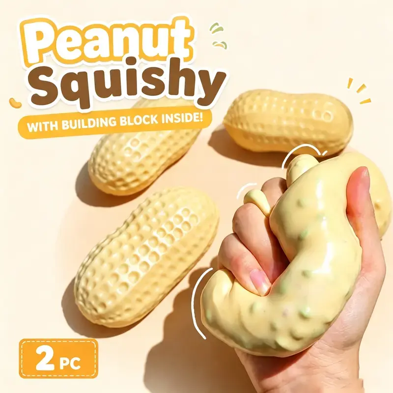 Crunchy Sound Peanut Squishy Toy, Fun Sensory Healing Toy, Portable Stress Relief Gadget, Cute Peanut Desk Ornament. Perfect gift for holiday parties and daily leisure, ideal for birthdays, Halloween, Thanksgiving, Christmas and other festivals. Cute Squi