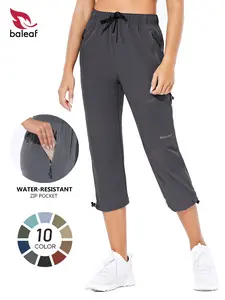 BALEAF Women's Hiking Cargo Capris Lightweight Water Resistant Outdoor Pants with Zipper Pockets Quick Dry UPF 50+ Sun Protection High Waisted Tummy Control Active Athletic Jogger Capris for Hiking Camping Travel Gym Outdoor Casual Multi-Purpose Female