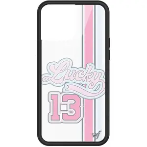 Wildflower Cases - Compatible with Apple iPhone 13 Pro Max | Protective Black Bumper, 4ft Drop Test Certified, Women Owned Small Business | Lucky Girl - Pink School Girl Aesthetic Cute Trendy