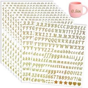 2000 Pieces 10 Sheets Vinyl Letter Stickers Small, Sticker Packs, 1/2 Inch Cursive Letter, Self-Adhesive Waterproof Alphabet Numbers for Scrapbooking Arts Crafts Water Bottle Mailbox DIY
