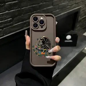 Mexican Eagle Emblem iPhone Case, Vintage Cultural Crest Design Phone Case for iPhone 17 Air 16 Pro Max 15 14 Plus 13 12 11 Plus XR XS Samsung Galaxy S26 Ultra S25 Ultra S24 S23 S22, Shockproof Durable Protective Cove