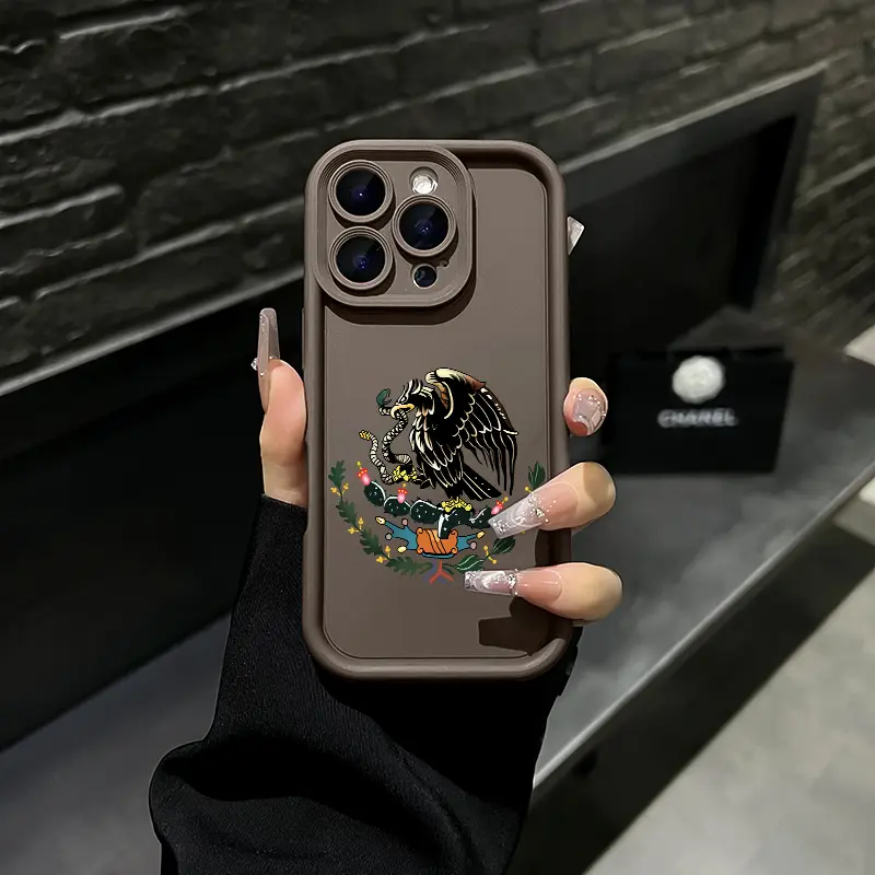 Mexican Eagle Emblem iPhone Case, Vintage Cultural Crest Design Phone Case for iPhone 17 Air 16 Pro Max 15 14 Plus 13 12 11 Plus XR XS Shockproof Durable Protective Cove