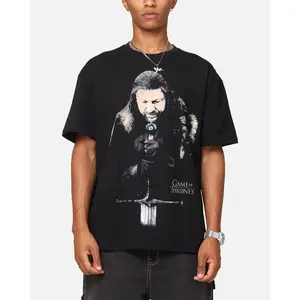 73Studio X Game Of Thrones Ned Stark Vintage T-Shirt Black Acidwash