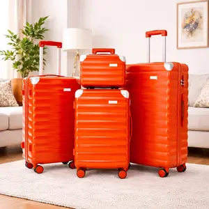 4-Piece Luggage Set with TSA Lock, Cup Holder & USB Charging Spring Break Travel Luggage Set summer travel essential