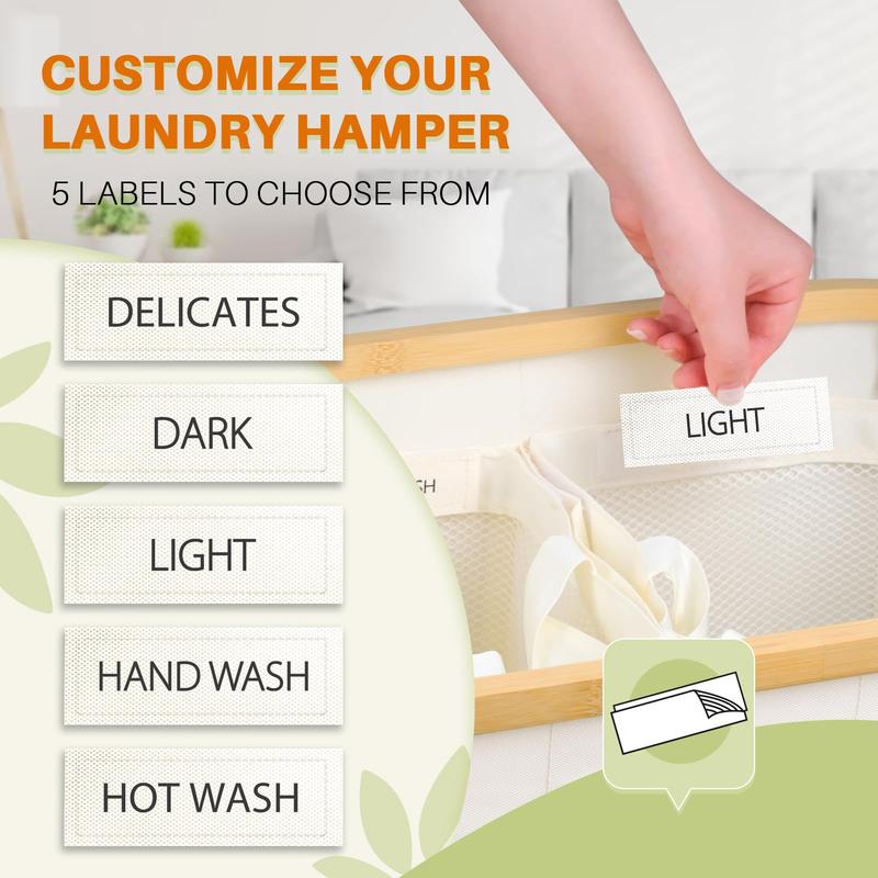 Bathola 160L Laundry Hamper with Lid, 3-Section Foldable Clothes with Removable Bags, Organizer for Bedroom & Laundry Basket large Beige bathroom accessories