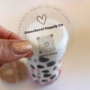 100 Scannable Cup Care Labels - Personalized 2" Labels for Business Branding