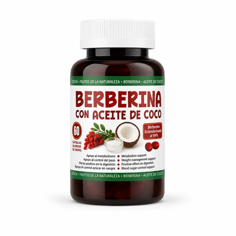 Berberina with Coconut Oil 60 Capsules for Metabolism Support and Blood Sugar Control