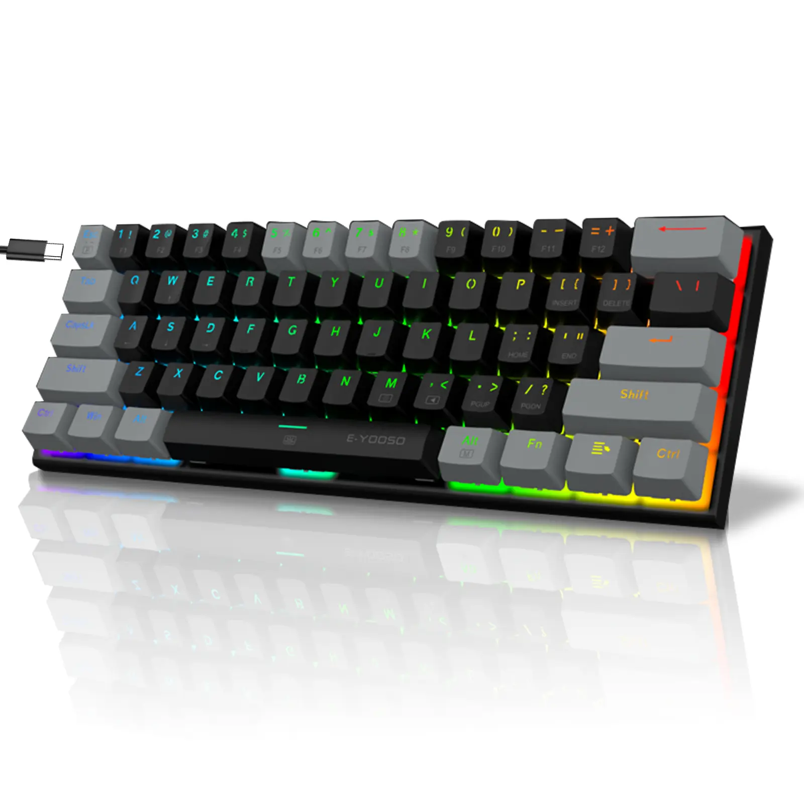 Z-11 High-End 60% Mechanical Keyboard, 61-Key RGB Gaming Keyboard Featuring CNC Aluminum Alloy Body, Premium PBT Keycaps, Blue Switch Mechanical Feel and Modern USB-C Wired Connectivity