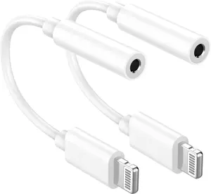 2 Pack Lightning to 3.5 mm Headphone Jack Adapter for iPhone,iPhone Headphone Adapter Converter Dongle Audio Cable Compatible with iPhone 14 13 12 11 X XS 8 7 Support All iOS