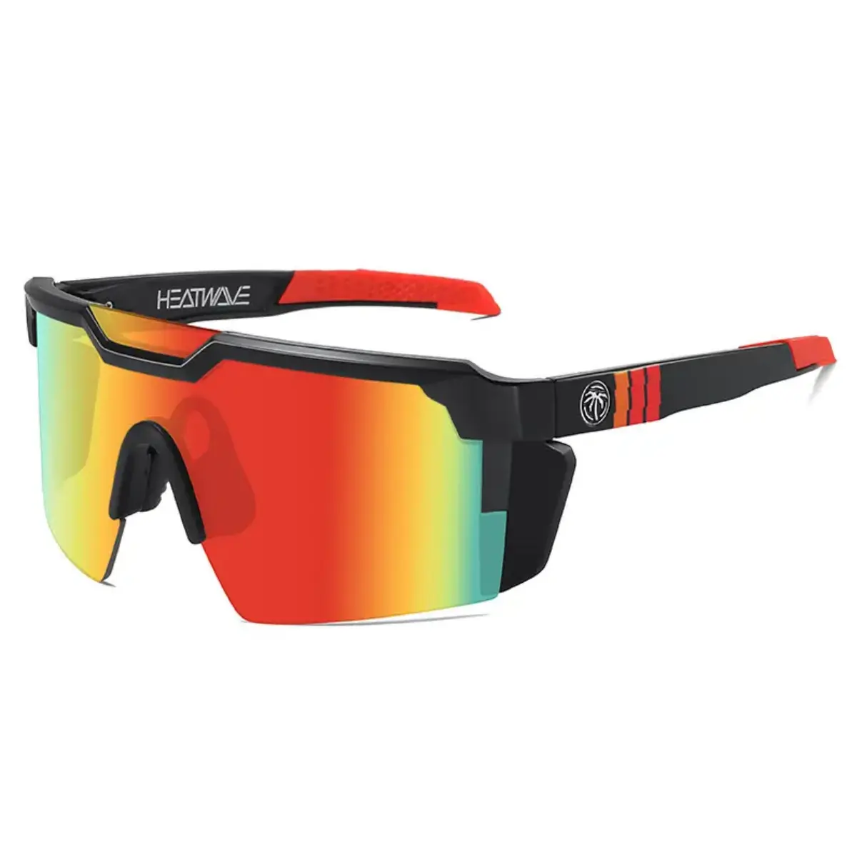 ANSI Z87+ Certified Sports Sunglasses, Red Mirrored Shield Lens Impact Resistant UV400 Cycling Glasses