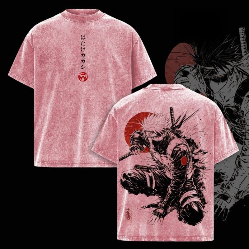 Kakashi Hatake T-Shirt Washed Vintage, Naruto Anime Oversize Streetwear Tee, Sharingan Ninja Graphic Shirt, Unisex Heavyweight Cotton Top, Gift for Anime & Manga Fans Naruto anime merchandise