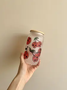 Skull Cherry Glass Cup Drinkware Tumblers Mug
