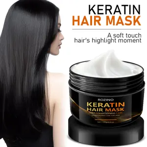 Rozino Keratin Hair Mask with Keratin, Rosemary, Mint, Aloe Vera, Sweet Almond Oil, Sunflower Seed Oil - Deep Conditioning, Moisturizing, Strengthening Hair Core - 100g/3.4oz Moisturizers