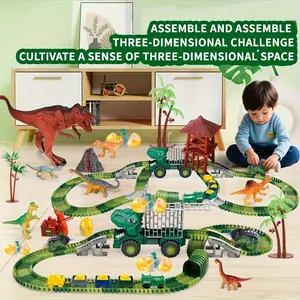 Dinosaur Train Set, 109pcs/113pcs Toy Car Track Playset, Walking Dino Train, Holiday Gift for Kids, Includes Tracks & Cars
