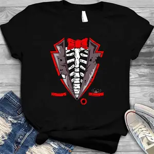 Halloween Skeleton Tuxedo Costume Gift T-Shirt_1