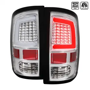 2009-2018 Dodge RAM 1500 / 2019-2021 RAM Classic / 2010-2018 RAM 2500 3500 White Bar LED Tail Lights (Chrome Housing/Clear Lens)