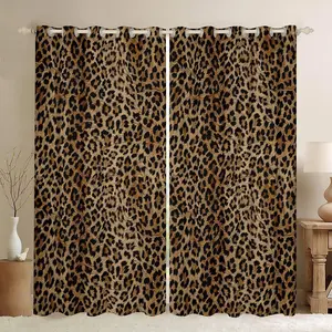 Leopard Blackout Curtains,Cheetah Print Darkening Drapes for Bedroom for Kids Boys Girls Animal Window Curtains Safari Living Room Window Treatments (2 Panels ),summervibes