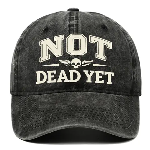 Men's Not Dead Yet Printed Cotton Dad Hat - Adjustable, All-Season Sports & Outdoor Headwear for Male Adults, One Size Printed Version (Black), Mens Gift Option