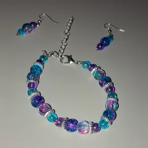 Twilight Seas Handmade Bracelet and Earring Set Acrylic and Glass Beads Stretchy Bracelet 100% Customizable with Vibrant Colors