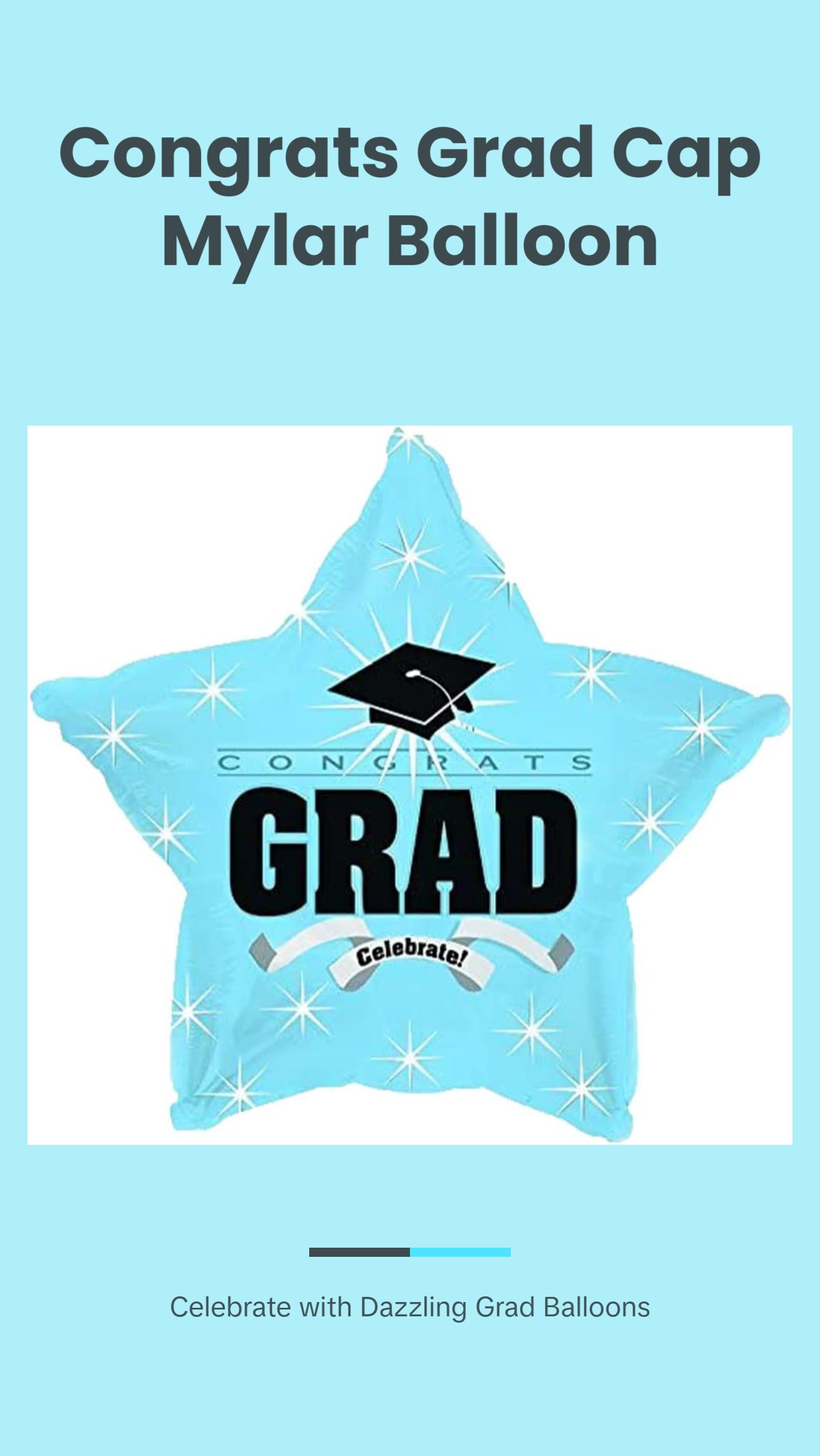 PMU Congrats Grad Cap Balloon, Star 18in Mylar | Graduation Decoration Mylar Balloons | Celebrate Success with Vibrant Graduation Balloons | Balloon Graduation Décor