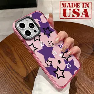 Phone Case for iPhone 16 Plus 15 Pro Max 14 13 12 11 Purple Creative Pentagram  Pattern Non-Yellowing Shockproof Soft Silicone Transparent Cover
