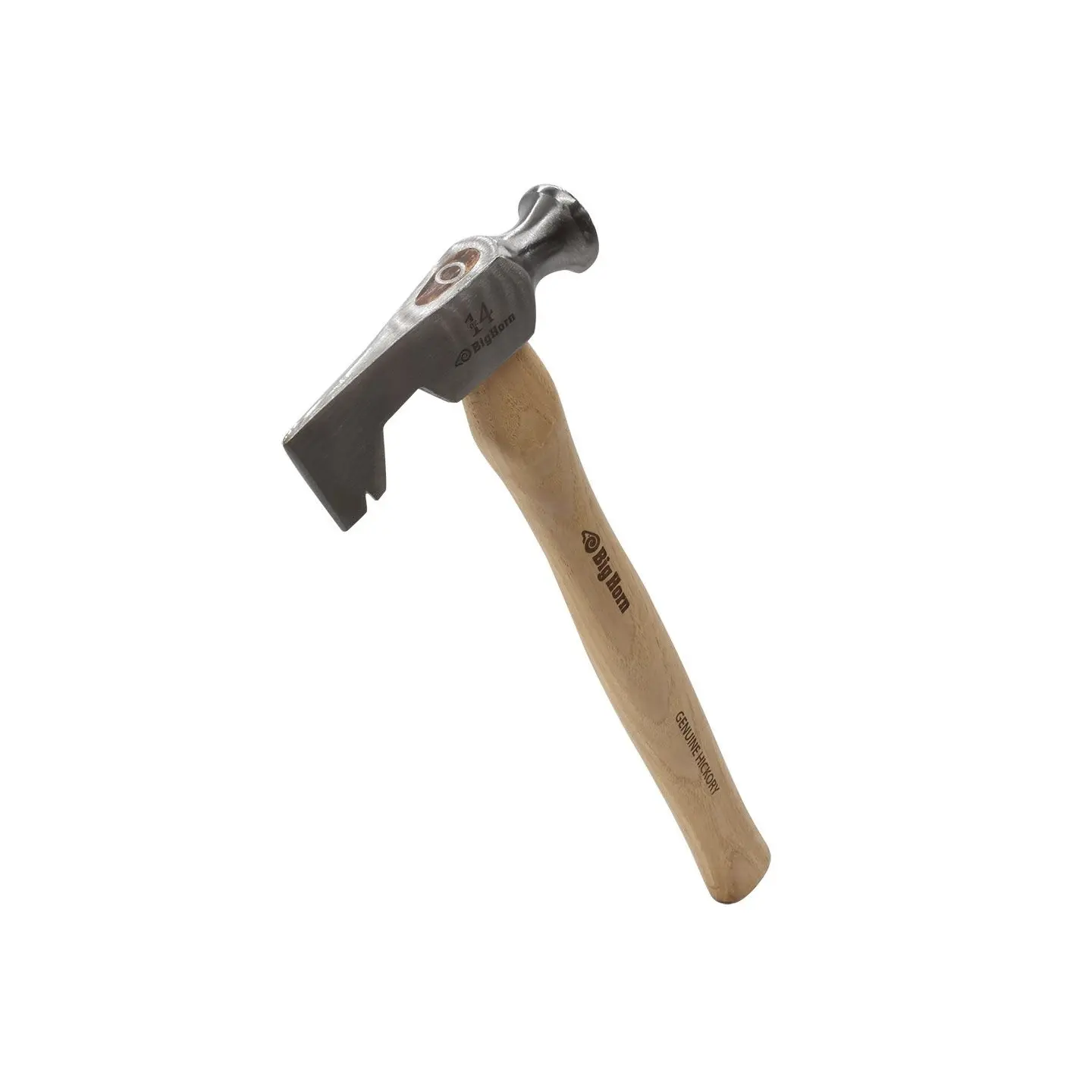 Big Horn 14Oz Carbon Steel Drywall Hammer-Hatchet, Milled Face, Straight Hickory Handle, V-Notch Nail Lift, Forged Steel Head, Hand Tools for Scoring, Precision for Custom Cuts, Reduces Strain, Durability and Longevity 15140