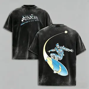 BoldThreads Silver Surfer – Herald of Galactus Vintage - MCU Comic Edition Double Printed Oversize Lightweight Acid Washed Tee Vintage Comic Design Top Cotton Superheroes Streetwear T-Shirt Clothes Menswear Womenswear.