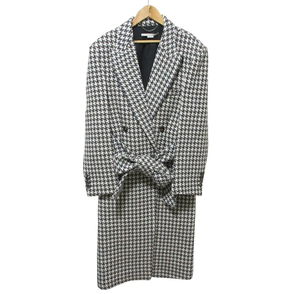 Pre-owned Stella McCartney Wool Small Leather Goods Houndstooth Coat