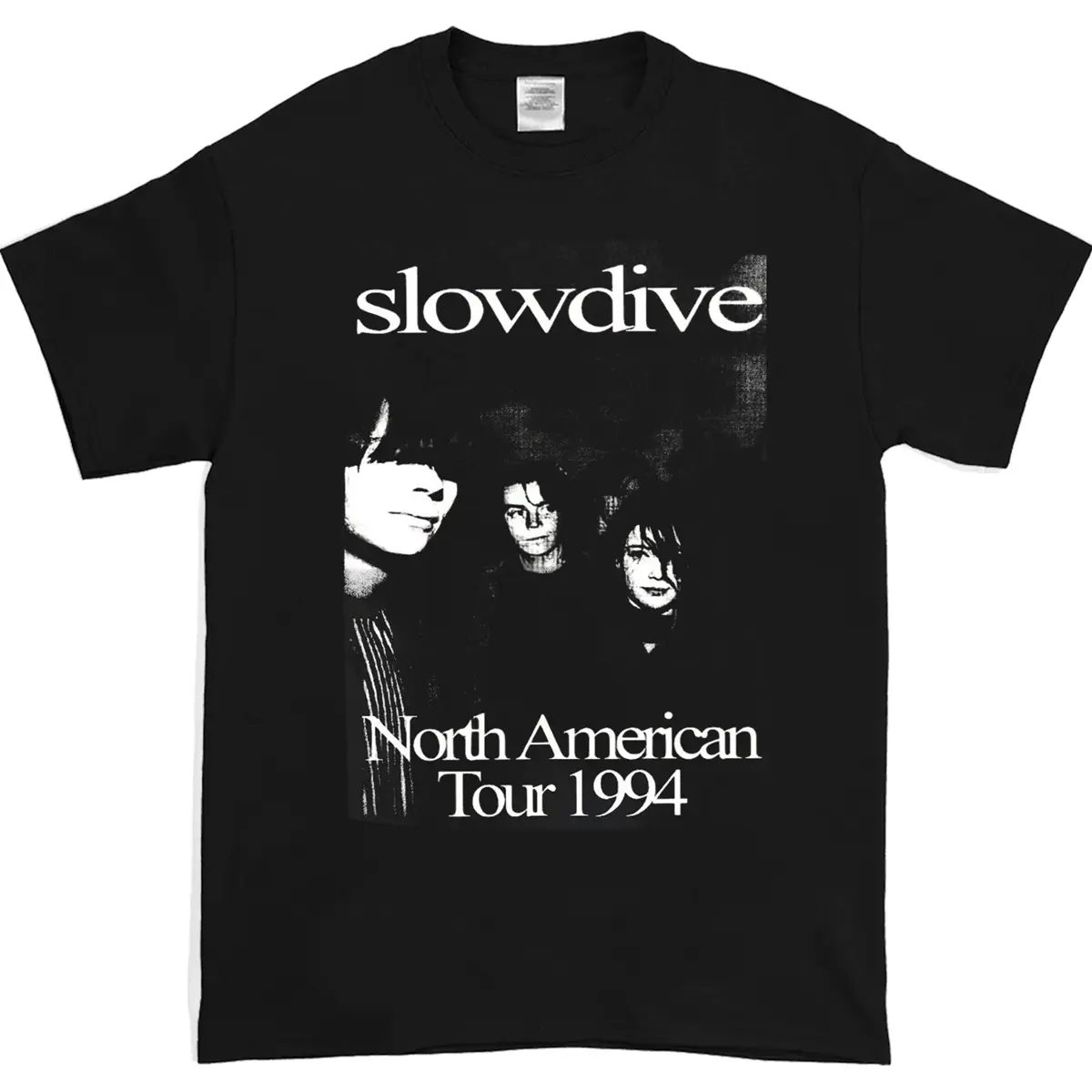 Slowdive Band North American Vintage Tour T-Shirt Cotton Fabric Men's Casual Black Shirt