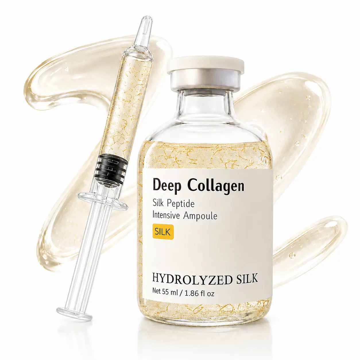 Deep Collagen Silk Peptide Intensive Ampoule Serum 55ml – Copper Peptides & Multi-Peptide Complex, K-Beauty Hydrating Face Serum for Skin Firming, Elasticity Boost, Deep Moisture, Smooth, Radiant & Youthful-Looking Skin Care